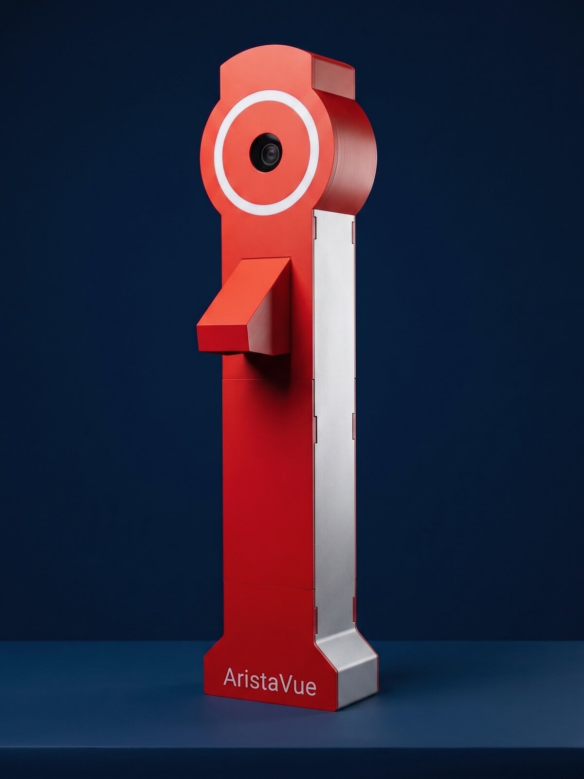 AristaVue checkout station in red, angled view